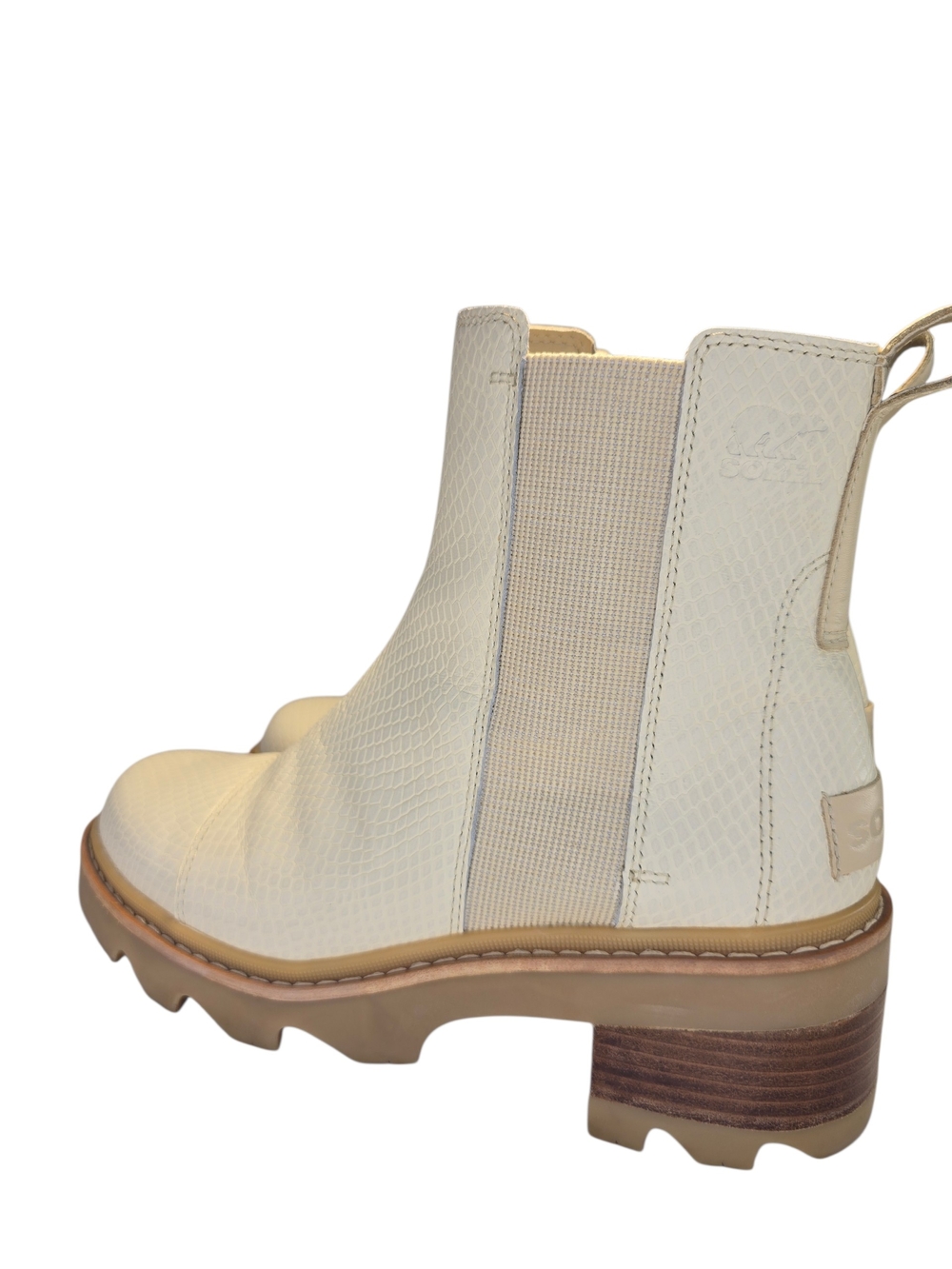 Sorel Women's Cream Leather Joan Now Chelsea Boot With Lug Sole
